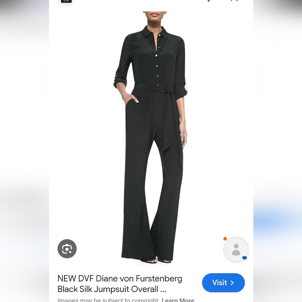 Diane Von Furstenberg Silk Classic Black Jumpsuit with Pockets